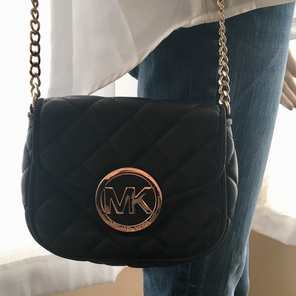 MK Michael Kors black crossbody bag purse leather